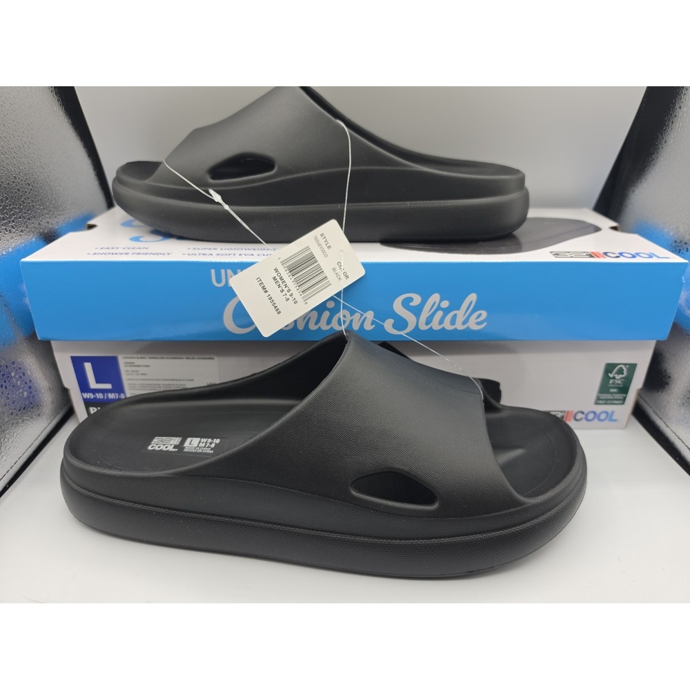 32 Degrees Cool Cushion Slides Black Unisex Womens 9-10 Mens 7-8 T6SUEV30CO
